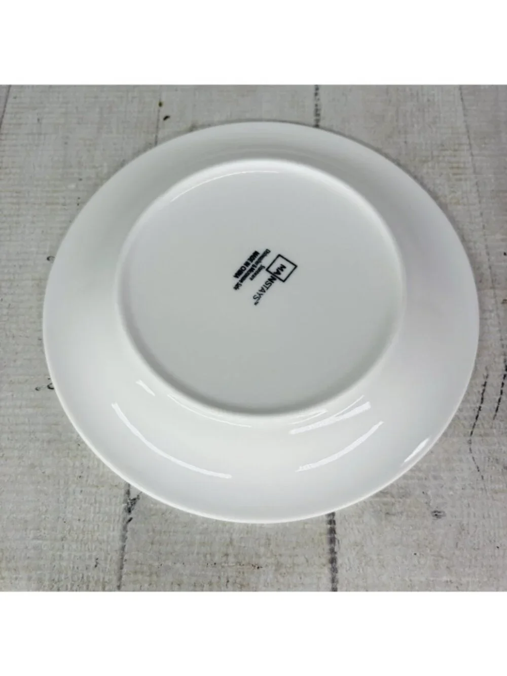 Mainstays CASUAL BANDED ROYAL BLUE Rings Stoneware White Salad Plates Set of 4